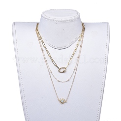 Double Layer Necklaces & Paperclip Chain Necklaces Sets&nbsp;NJEW-JN02751