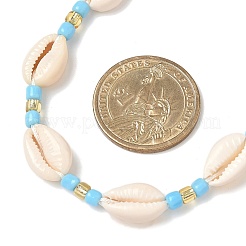 3Pcs 3 Colors Natural Cowrie Shell & Glass Seed Beaded Beaded Necklaces&nbsp;NJEW-JN05331