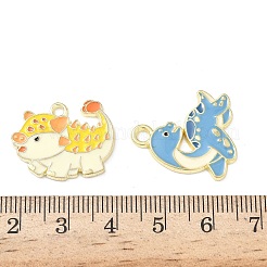合金エナメルチャーム  恐竜  ミックスカラー  16~23.5x14~25.5x2mm  穴：1.8mm&nbsp;ENAM-I076-02G-02