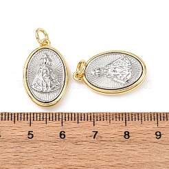 真鍮チャーム  ノッサセニョーラアパレシーダと楕円  ラックめっき  長持ちメッキ  鉛フリー＆カドミウムフリー  丸カン付き  18KGP本金メッキ  23x14.5x5.5mm  穴：4mm&nbsp;KK-K408-02A-G