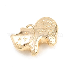 真鍮チャーム  猫の形のチャーム  14KGP本金メッキ  10.5x15x4.5mm  穴：1.4mm&nbsp;KK-A283-02E-G