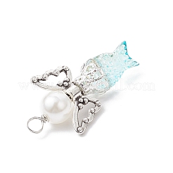 Mermaid-shape Angel Spray Painted Glass Pendants&nbsp;PALLOY-JF03778