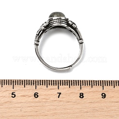 天然宝石の指輪  真鍮製リング  アンティークシルバー  11mm  内径：18~19mm&nbsp;RJEW-A084-05AS