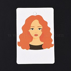 紙のピアスディスプレイカード  イヤリングホルダーカード  女の子の模様と長方形  ブラック  9x6x0.03cm  穴：5mmと1mm&nbsp;DIY-B061-05H