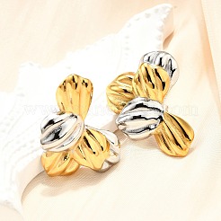 304 Stainless Steel Two-tone Stud Earrings for Women&nbsp;EJEW-R023-01GP-07