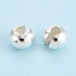 スターリングシルバーのクリンプビーズカバー925個。  銀  4.5x3.5mm  穴：1.6mm&nbsp;STER-T008-37S-02