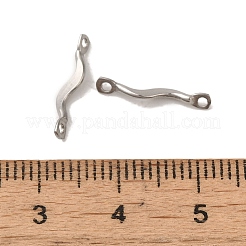 変色しない304ステンレススチールリンクコネクタチャーム  ツイストバー  ステンレス鋼色  15x2x3mm  穴：1.2mm&nbsp;STAS-Q323-08P