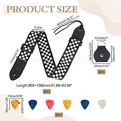 2Pcs Tartan Pattern Polyester Adjustable Guitar Shoulder Strap&nbsp;AJEW-HY0003-64