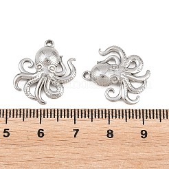 304ステンレスペンダント  タコの形をしたチャーム  ステンレス鋼色  20.5x18.5x3.5mm  穴：1.4mm&nbsp;STAS-L317-36P