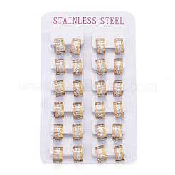 3色の304ステンレススチール製ハギーフープピアス  テクスチャ  花と環  マルチカラー  12.5x13x7mm  ピン：1mm&nbsp;EJEW-L252-005M