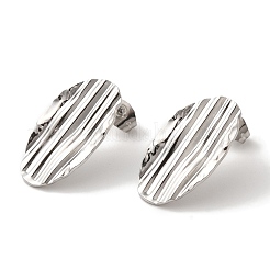304ステンレススチール溝付き楕円スタッドピアス  ステンレス鋼色  23x13.5mm&nbsp;EJEW-C114-29P