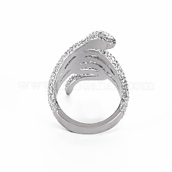 Snake Shape Rack Plating Alloy Wide Band Rings&nbsp;RJEW-Q163-019B-RS
