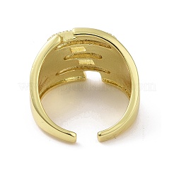 真鍮マイクロパヴェクリアキュービックジルコニアオープンカフリング、女性用  リング  内径：18mm&nbsp;RJEW-M165-02A-G