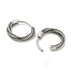 316サージカルステンレスフープピアス  ツイスト  アンティークシルバー  14x2.5mm&nbsp;EJEW-D096-09O-AS