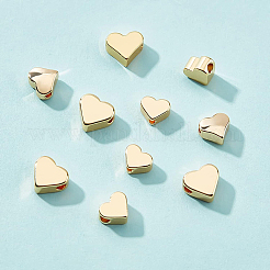 60個5スタイル真鍮ビーズ  ハート  18KGP本金メッキ  4.5~6x5.5~7x2.5~3.5mm  穴：1~1.5mm  12個/スタイル&nbsp;KK-BC0002-95