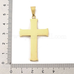 PVD真空メッキ304ステンレスペンダント  長持ちメッキ  クロスチャーム  宗教  ゴールドカラー  46x28x3mm  穴：9.4x4.7mm&nbsp;STAS-Z080-10G