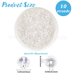 電気メッキガラスビーズセット  ABカラーメッキ  多面カット  ロンデル  透明  6x5mm  穴：1mm  約83~85個/連  38~39cm  1連&nbsp;EGLA-LT0001-06C