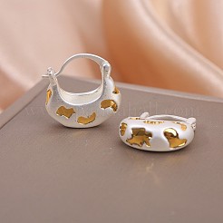 女性のための真鍮のフープピアス  ヒョウ柄のバッグ  ゴールデン＆シルバー  15mm&nbsp;WG9F1FC-01