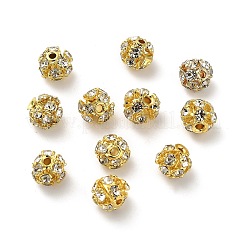 6mmの真鍮クリスタルラインストーンビーズ  ラウンド  ジュエリープロジェクト向け  ゴールドカラー  6x6.5mm  穴：1.2mm&nbsp;KK-S519-01A-02G