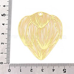 真鍮製ビッグサイズペンダントトップ  ハスの花  エッチングされた金属装飾  長持ちメッキ  ニッケルフリー  18KGP本金メッキ  50.5x42x0.2mm  穴：2.5mm&nbsp;KKC-T003-41G