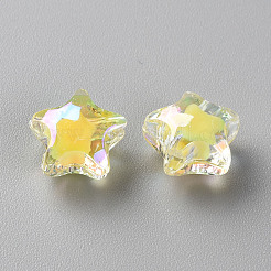 透明なアクリルビーズ  二層ビーズ  ABカラー  多面カット  スター  きいろ  10.5x11x7mm  穴：2mm  約1280個/500g&nbsp;TACR-S152-01B-SS2105
