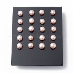 ナチュラルパールイヤースタッズ  女性用 304 ステンレス ピン イヤリング  ラウンド  アザミ  17~18x8mm  ピン：0.7mm&nbsp;EJEW-P223-01E-P04