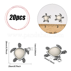 20個のレジンペンダント  ウミガメチャーム  合金パーツ  アンティークシルバー  20x20x4mm  穴：1mm&nbsp;RESI-CA0001-63