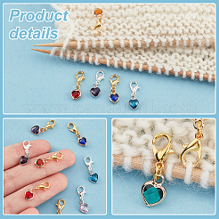 24Pcs 24 Colors Faceted Heart Glass Pendant Decoration&nbsp;HJEW-PH0001-68