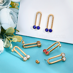 6Pcs 3 Color U Shape Rhinestone Dangle Stud Earrings for Girl Women&nbsp;STAS-UN0030-18