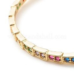 Colorful Cubic Zirconia Open Cuff Bangle&nbsp;BJEW-B054-18G