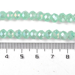 電気メッキガラスビーズ連売りを焼く  ABカラー  多面カット  ロンデル  アクアマリン  6x5mm  穴：1mm  約80~85個/連  38~40cm&nbsp;LS-DGLA-A039-J6MM-B07
