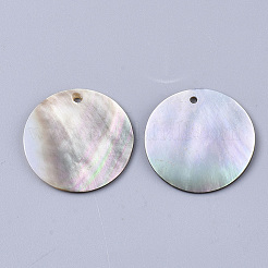 ブラックリップシェルペンダント  フラットラウンド  ゲインボロ  25x1~2mm  穴：1.6mm&nbsp;LS-SSHEL-S251-36D