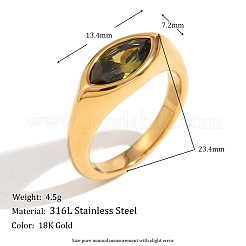 316L Stainless Steel with Cubic Zirconia Finger Rings&nbsp;FS-WGB17C9-15