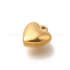 304ステンレススチールチャーム  ハートチャーム  イオンプレーティング（ip）  18KGP本金メッキ  8x8x3.5mm  穴：0.8mm&nbsp;STAS-C119-16G