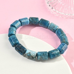 コラム天然アパタイトビーズストレッチブレスレット（女性・男性用）  内径：2.17インチ（5.5cm）&nbsp;BJEW-A148-01A-18