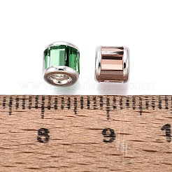 ガラスビーズ  ミックスカラー  コラム  真鍮コアと  銀  6x5.5mm  穴：1.4mm&nbsp;KK-K415-01S