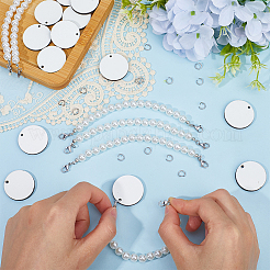 Wood Flat Round Blank Cup Charms&nbsp;DIY-SP0001-50