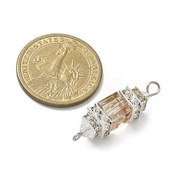 3Pcs 3 Colors Electroplate Glass Cube & Brass Crystal Rhinestone Connector Charms&nbsp;PALLOY-JF04407