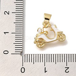 ラックメッキ真鍮エナメルペンダント  カドミウムフリー＆鉛フリー  長持ちメッキ  18KGP本金メッキ  電気自動車の魅力  ホワイト  12x15x4mm  穴：3x5mm&nbsp;KK-I720-16G-01
