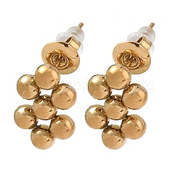 304ステンレススチール製ラウンドボールスタッドピアス  六角  ゴールドカラー  15x10mm&nbsp;SA-CBA5A9C-02G