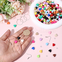 DIYイヤリング作成キット  アクリル＆ABSプラスチックビーズを含む  真鍮のワイングラスのチャームリング  304ステンレススチールのピアスフックとオープン丸カンとアイピン  ミックスカラー  6mm  穴：1mm&nbsp;DIY-BM0001-45