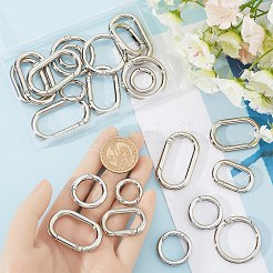 24個6スタイル亜鉛合金スプリングゲートリング  オーバルリングとラウンドリング  プラチナ  20~44x20~25x3.5~5mm  4個/スタイル&nbsp;FIND-SP0001-11