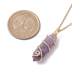 304ステンレススチールケーブルネックレス  天然石ペンダントネックレス  ライトゴールド  12.01インチ（30.5cm）&nbsp;NJEW-JN04867-01