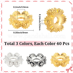120色合金スペーサービーズ3個  花  ミックスカラー  9x3.5mm  穴：2.5mm  40個/カラー&nbsp;FIND-SC0017-91