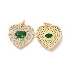Heart Brass Micro Pave Cubic Zirconia Pendants&nbsp;KK-G435-01G