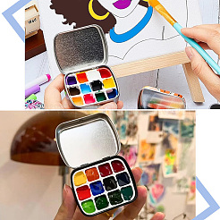 ブリキ収納ボックス  ABSプラスチックジュエリートレイ  201ステンレス油絵カップ  ミックスカラー  5.05x6.2x1.65cm&nbsp;CON-SP0001-13B