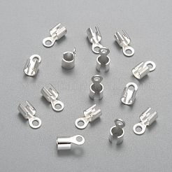 真鍮製コードエンドパーツ  カドミウムフリー＆鉛フリー  銀  10x5mm  穴：2mm  内径：3.9~4mm&nbsp;X-KK-E182-S