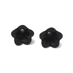 つや消しの花のアクリルビーズ  ブラック  14x10mm  穴：1.5mm&nbsp;X-FACR-5332-12A