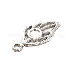 変色しない304ステンレススチールペンダントカボションセッティング  葉  ステンレス鋼色  トレイ：4mm  25x12x1.5mm  穴：2.5mm&nbsp;STAS-F282-13MC