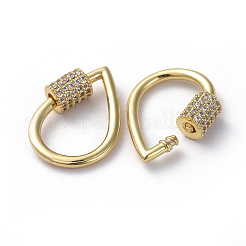 Brass Micro Pave Cubic Zirconia Screw Carabiner Lock Charms&nbsp;ZIRC-G160-20G